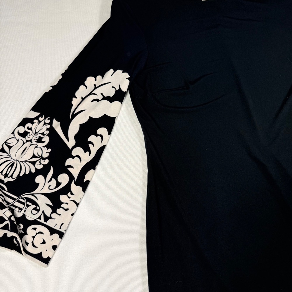 Donna Morgan 10 Sheath Dress Black White Patterned Flare Sleeve Office Day Night - Picture 6 of 12